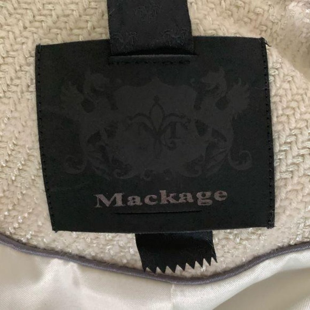 Mackage Coat Wool Leather Boucle Single Breast Cream Winter White PS - Picture 5 of 11